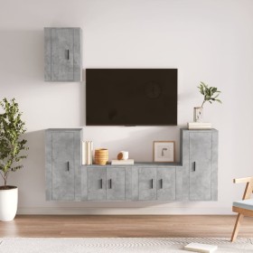 5-piece TV furniture set made of gray concrete plywood. by vidaXL, TV Furniture - Ref: Foro24-3188578, Price: 202,74 €, Disco...