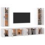 TV furniture set 6 pieces glossy white plywood by vidaXL, TV Furniture - Ref: Foro24-3188840, Price: 266,28 €, Discount: %