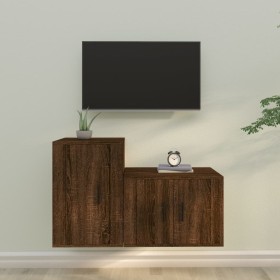 TV furniture set 2 pieces brown oak plywood by vidaXL, TV Furniture - Ref: Foro24-3188453, Price: 86,85 €, Discount: %