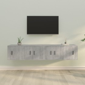 Set de muebles de TV 4 pzas madera contrachapada gris hormigón de vidaXL, Muebles TV - Ref: Foro24-3188434, Precio: 119,99 €,...