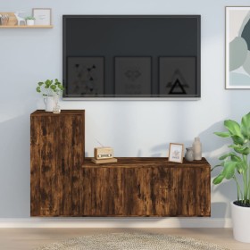 TV-Möbelset 2-teilig aus geräuchertem Eichensperrholz von vidaXL, TV-Möbel - Ref: Foro24-3188491, Preis: 109,05 €, Rabatt: %