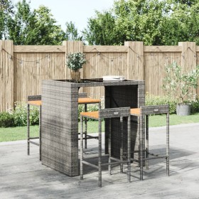 High stools 4 pcs acacia wood and gray synthetic rattan by vidaXL, Kitchen stools - Ref: Foro24-362605, Price: 153,99 €, Disc...