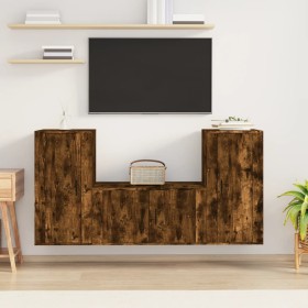 3-piece TV furniture set made of smoked oak plywood by vidaXL, TV Furniture - Ref: Foro24-3188531, Price: 144,99 €, Discount: %