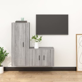 TV furniture set 2 pieces gray Sonoma plywood by vidaXL, TV Furniture - Ref: Foro24-3188724, Price: 98,99 €, Discount: %