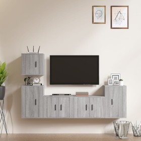 TV furniture set 5 pieces Sonoma gray plywood by vidaXL, TV Furniture - Ref: Foro24-3188564, Price: 174,95 €, Discount: %