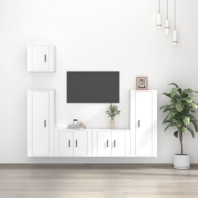 5-piece white plywood TV furniture set by vidaXL, TV Furniture - Ref: Foro24-3188782, Price: 204,18 €, Discount: %