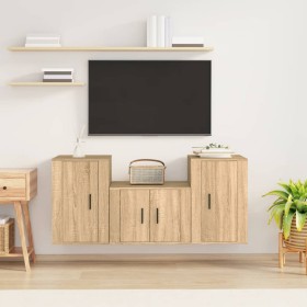 3-teiliges TV-Möbelset Sonoma Eiche Sperrholz von vidaXL, TV-Möbel - Ref: Foro24-3188497, Preis: 111,73 €, Rabatt: %