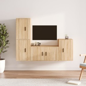 TV furniture set 4 pieces plywood oak Sonoma by vidaXL, TV Furniture - Ref: Foro24-3188609, Price: 165,99 €, Discount: %