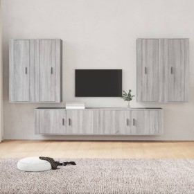 TV furniture set 6 pieces Sonoma gray plywood by vidaXL, TV Furniture - Ref: Foro24-3188868, Price: 350,99 €, Discount: %