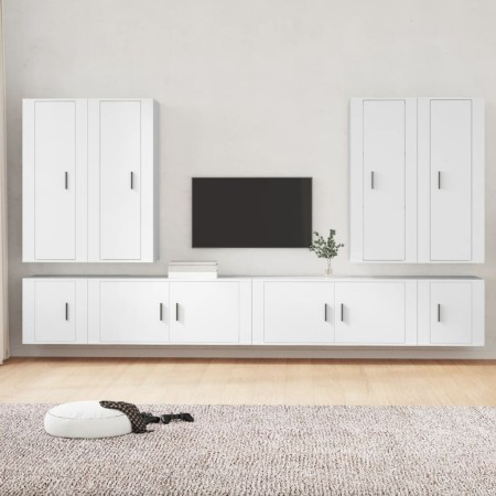 TV-Möbelset 8-teilig aus weißem Sperrholz von vidaXL, TV-Möbel - Ref: Foro24-3188854, Preis: 413,54 €, Rabatt: %