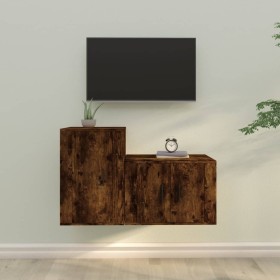 TV furniture set 2 pieces smoked oak plywood by vidaXL, TV Furniture - Ref: Foro24-3188451, Price: 75,23 €, Discount: %