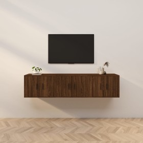 Wall TV cabinets 3 pcs brown oak 57x34.5x40 cm by vidaXL, TV Furniture - Ref: Foro24-3188349, Price: 133,99 €, Discount: %