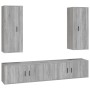 TV furniture set 4 pieces Sonoma gray plywood by vidaXL, TV Furniture - Ref: Foro24-3188852, Price: 211,87 €, Discount: %