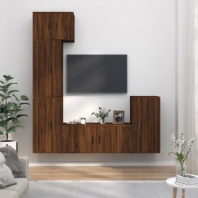 5-piece TV furniture set made of brown oak plywood by vidaXL, TV Furniture - Ref: Foro24-3188621, Price: 260,76 €, Discount: %