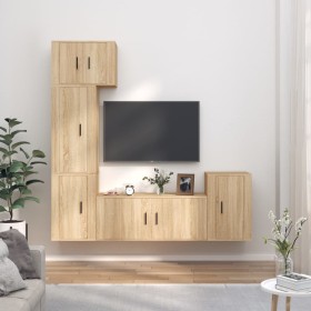 TV furniture set 5 pieces Sonoma oak plywood by vidaXL, TV Furniture - Ref: Foro24-3188625, Price: 214,99 €, Discount: %