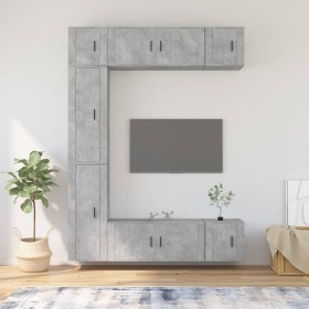 TV-Möbelset 7-teilig aus betongrauem Sperrholz von vidaXL, TV-Möbel - Ref: Foro24-3188826, Preis: 336,99 €, Rabatt: %