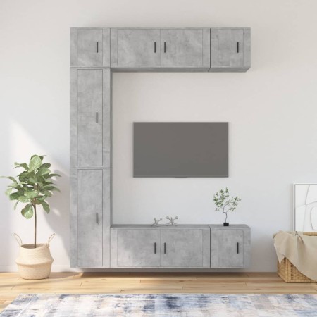 TV furniture set 7 pieces concrete gray plywood by vidaXL, TV Furniture - Ref: Foro24-3188826, Price: 356,68 €, Discount: %