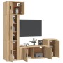 TV furniture set 5 pieces Sonoma oak plywood by vidaXL, TV Furniture - Ref: Foro24-3188625, Price: 217,68 €, Discount: %