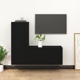 2-piece black plywood TV furniture set by vidaXL, TV Furniture - Ref: Foro24-3188727, Price: 120,60 €, Discount: %