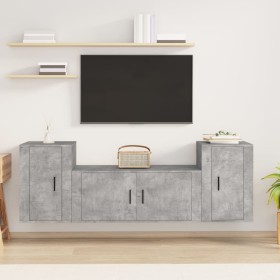 Set de muebles de TV 3 pzas madera contrachapada gris hormigón de vidaXL, Muebles TV - Ref: Foro24-3188514, Precio: 131,99 €,...