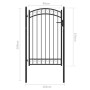 Puerta de jardín con arco superior acero negro 100x150 cm de vidaXL, Puertas de jardín - Ref: Foro24-146370, Precio: 235,39 €...