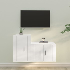 TV furniture set, 2 pieces, glossy white plywood by vidaXL, TV Furniture - Ref: Foro24-3188448, Price: 79,10 €, Discount: %