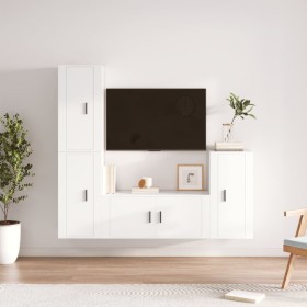 TV furniture set, 4-piece white plywood. by vidaXL, TV Furniture - Ref: Foro24-3188590, Price: 210,39 €, Discount: %