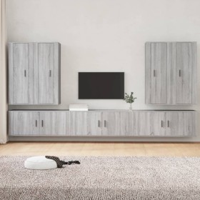 TV furniture set 7 pieces gray Sonoma plywood by vidaXL, TV Furniture - Ref: Foro24-3188876, Price: 396,17 €, Discount: %