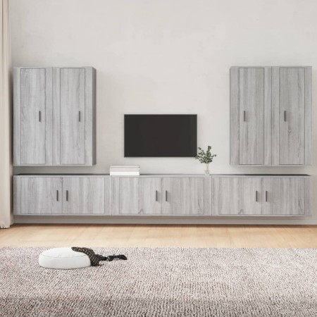 Set de muebles para TV 7 pzas madera contrachapada gris Sonoma de vidaXL, Muebles TV - Ref: Foro24-3188876, Precio: 393,99 €,...