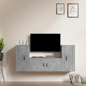 Set TV-Möbel 3-tlg. Sperrholz Beton grau von vidaXL, TV-Möbel - Ref: Foro24-3188538, Preis: 155,99 €, Rabatt: %