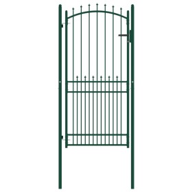 Fence gate with green steel spikes 100x200 cm by vidaXL, garden gates - Ref: Foro24-146397, Price: 236,11 €, Discount: %