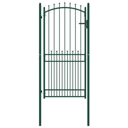 Fence gate with green steel spikes 100x200 cm by vidaXL, garden gates - Ref: Foro24-146397, Price: 237,57 €, Discount: %