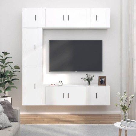 TV furniture set 7 pieces white plywood by vidaXL, TV Furniture - Ref: Foro24-3188646, Price: 323,99 €, Discount: %