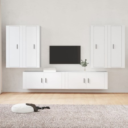 TV furniture set, 6 pieces, white plywood by vidaXL, TV Furniture - Ref: Foro24-3188862, Price: 383,17 €, Discount: %