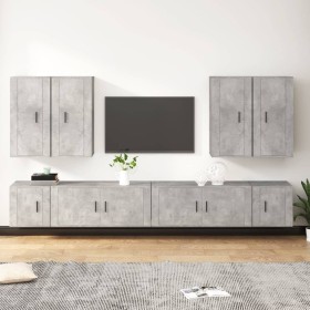 TV-Möbelset 8-teilig aus betongrauem Sperrholz von vidaXL, TV-Möbel - Ref: Foro24-3188706, Preis: 377,99 €, Rabatt: %