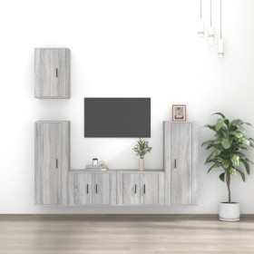 TV furniture set 5 pieces Sonoma gray plywood by vidaXL, TV Furniture - Ref: Foro24-3188780, Price: 222,99 €, Discount: %