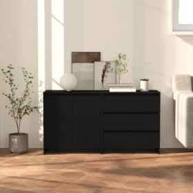 2-piece manufactured wood black sideboard by vidaXL, Sideboards - Ref: Foro24-3098058, Price: 156,43 €, Discount: %