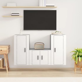 3-piece white plywood TV furniture set by vidaXL, TV Furniture - Ref: Foro24-3188518, Price: 131,30 €, Discount: %