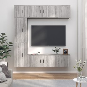 TV furniture set 7 pieces Sonoma gray plywood by vidaXL, TV Furniture - Ref: Foro24-3188652, Price: 320,36 €, Discount: %