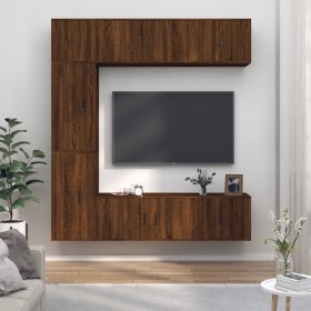 TV furniture set 7 pieces brown oak plywood by vidaXL, TV Furniture - Ref: Foro24-3188653, Price: 363,77 €, Discount: %