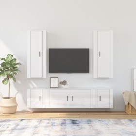 Set de muebles de TV 5 pzas madera contrachapada blanco brillo de vidaXL, Muebles TV - Ref: Foro24-3188832, Precio: 234,34 €,...