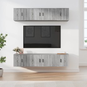 TV furniture set 6 pieces Sonoma gray plywood by vidaXL, TV Furniture - Ref: Foro24-3188660, Price: 210,99 €, Discount: %