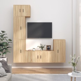 TV furniture set 5 pieces Sonoma oak plywood by vidaXL, TV Furniture - Ref: Foro24-3188617, Price: 241,59 €, Discount: %