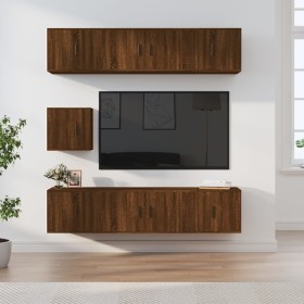 TV furniture set 7 pieces brown oak plywood by vidaXL, TV Furniture - Ref: Foro24-3188669, Price: 286,99 €, Discount: %