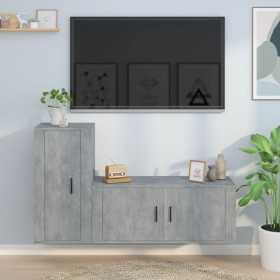 TV furniture set 2 pieces concrete gray plywood by vidaXL, TV Furniture - Ref: Foro24-3188490, Price: 109,99 €, Discount: %