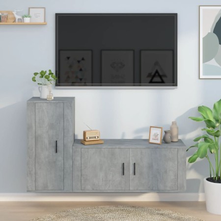 TV furniture set 2 pieces concrete gray plywood by vidaXL, TV Furniture - Ref: Foro24-3188490, Price: 111,59 €, Discount: %