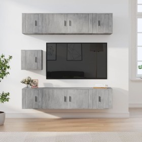 TV-Möbelset 7-teilig aus betongrauem Sperrholz von vidaXL, TV-Möbel - Ref: Foro24-3188666, Preis: 244,99 €, Rabatt: %