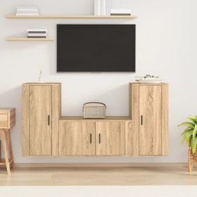 TV furniture set 3 pieces sonoma oak plywood by vidaXL, TV Furniture - Ref: Foro24-3188529, Price: 152,99 €, Discount: %