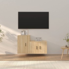 TV furniture set, 2 pieces, oak Sonoma plywood. by vidaXL, TV Furniture - Ref: Foro24-3188393, Price: 79,68 €, Discount: %