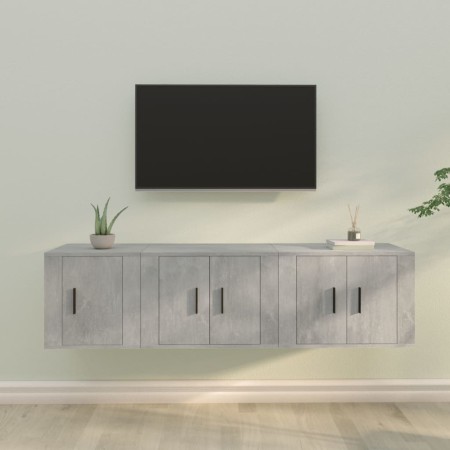 Set de muebles de TV 3 pzas madera contrachapada gris hormigón de vidaXL, Muebles TV - Ref: Foro24-3188442, Precio: 94,99 €, ...